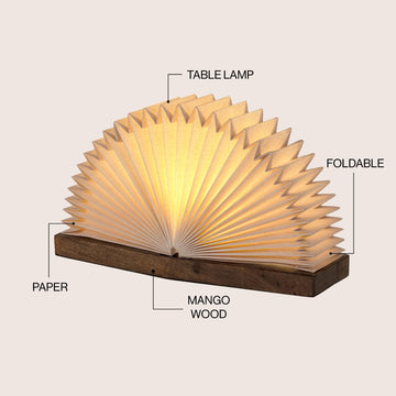 Darla Modern Art Deco Paper Half Pleated Fan LED Table Lamp